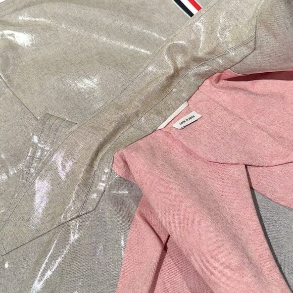 Thom Browne Blue Chambray Coated Cotton Coat - Picture 10 of 14